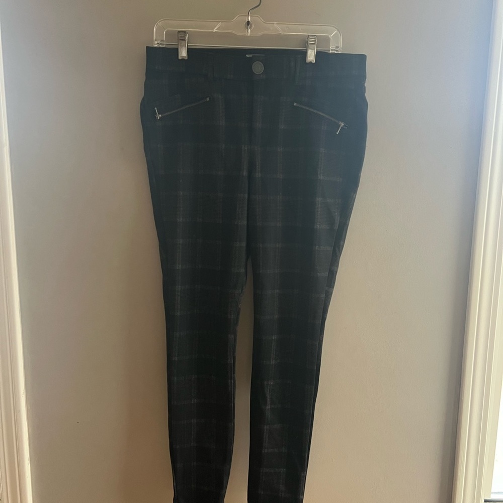 Wit & Wisdom Black Plaid Stretchy Skinny Jeans Jeggings Size 10